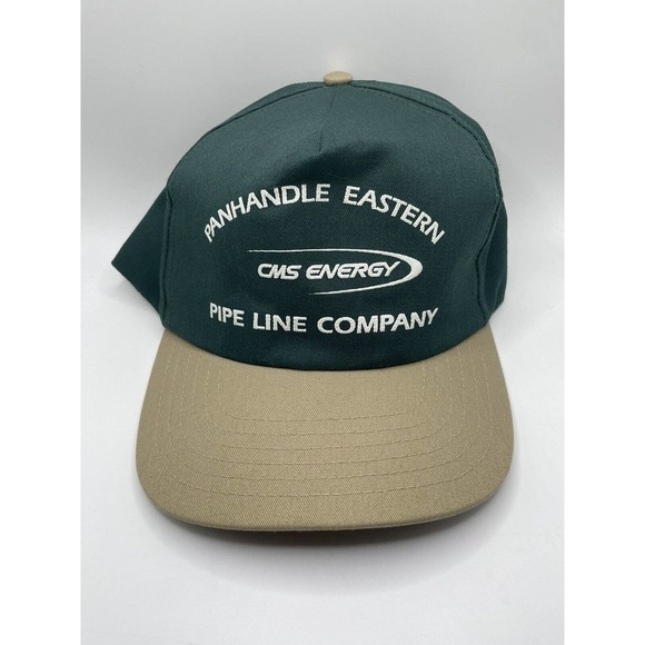 Vintage Trucker Hat Snapback Cap Men’s Green Beige Panhandle Eastern Pipeline - Picture 1 of 6